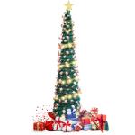 Pop-up spiraalvormige kerstboom, 150 cm, inklapbaar, met 5 m, 50 leds en sterpunt, kunstkerstboom voor thuis, woning, feest (B)