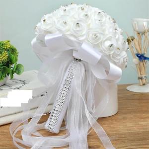 Hochzeitsstrauß for die Braut mit künstlichen Blumen, Blumenstraußband mit Strasssteinen, Ornament for Hochzeit, Verlobung, Zeremonie, Party-Dekoration, künstlich