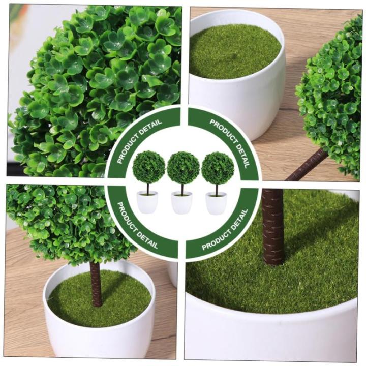 3st Topfpflanze Miniatur-puppenstubenbäume Künstliche Sträucher Und Formschnitte Eingetopfte Gefälschte Pflanze Zimmerpflanze Topfkugeln Bonsai Ball Buchsbaum Pflanze Green Pla