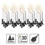 Kerstboom lichtketting voor buiten met stekker en clip, 30 kaarsen lichtketting kerstboom met warm wit licht, verlicht 13,5 m, voedingskabel 1,5 m, schacht wit kabel zwart 