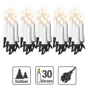 Kerstboom lichtketting voor buiten met stekker en clip, 30 kaarsen lichtketting kerstboom met warm wit licht, verlicht 13,5 m, voedingskabel 1,5 m, schacht wit kabel zwart <59 lm 6