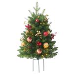 Artificial Christmas Tree with Ground Plug | Pre-Lit Faux Holiday Tree with Cones, Berries & Balls | Seasonal Christmas Tree for Family Gatherings & Holiday Decorations for Outdoor