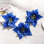 10 Stück Weihnachtsblumen-Weihnachtskränze, Weihnachtsbaum-Party-Dekoration, atemberaubende Blumendekorationen zum Schmücken von Weihnachtsbäumen (blau)