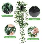 Kunstplant 3 stuks, , hangend met potten, , wijnstok, decoratie, woonkamer, hangend, plastic planten voor binnen en buiten, tuindecoratie (groen)