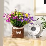 12 bundels als echt, , uv-bestendige plastic bloemen, weerbestendig, kunstplanten, buiten, boeket, planten voor balkon, tuin, balkonbak, bloembak