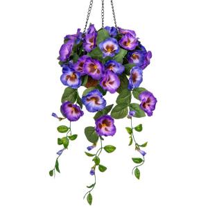 Pansy Kunstbloemen als echte viooltjes, hangende planten, kunstbloemen, Pansy met hanglamp, hoogte 70 cm, kamerplant, struik, decoratieve plant, groene plant