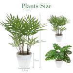 Set van 2 , zoals echt in witte bloempot, Monstera en Areca kunstpalm (25 cm), kunstplant voor decoratie woonkamer, decoratie slaapkamer, badkamerdecoratie,