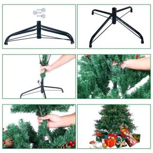 150 cm kerstboom met 12 m 240 leds lichtsnoer, kunstkerstboom + PE kerstboom met boom 450 takken/39 gemengde dennennaalden/39 rode bessen voor Kerstmis feestelijke decoratie