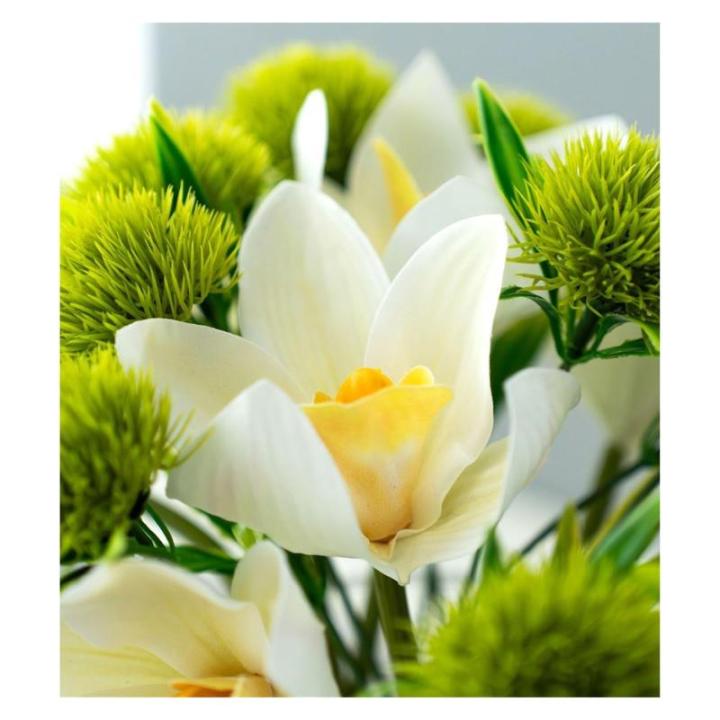 Kunstblumen Modernes nordisches Kunstblumenarrangement – ​​Glas, Silikagel und PU, Elegantes Dekor für Wohnzimmer, Esstische für jeden Anlass