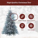 Gevlokte kerstboom met verlichting en gemengde punten van PE en pvc, opvouwbare metalen standaard, hoogwaardige kunstkerstboom met scharnier voor thuis, kantoor, winkel,