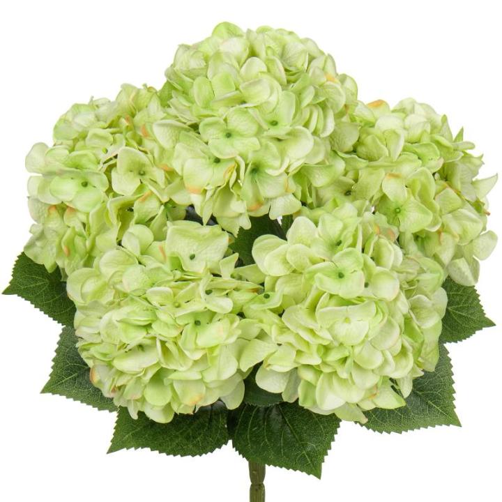 Grote hortensia, kunstbloemen, lichtgroen, realistische hortensia, boeket, kunstbloemen, zijde, hydrangea, bloemstukken, echte touch, kunsthortensia voor bruiloft, kantoor, café, 