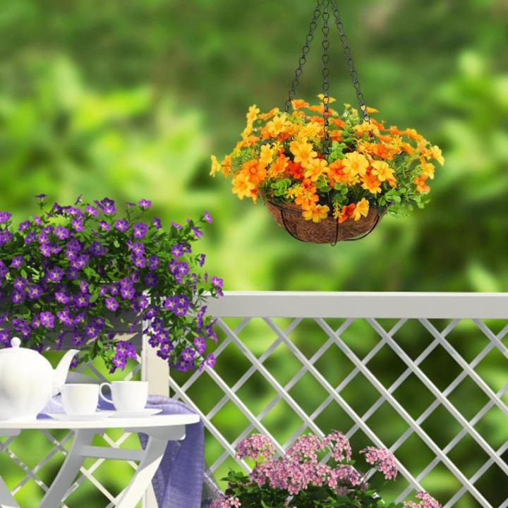 Künstliche Hängende Blumen Für Den Außenbereich – Hängende Blumenkörbe Für Draußen, Hängender Gänseblümchenkorb-Blumentopf | Künstlicher Hängender Blumenkorb Für Zu