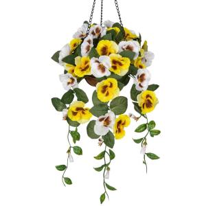 Pansy Kunstbloemen als echte viooltjes, hangende planten, kunstbloemen, Pansy met hanglamp, hoogte 70 cm, kamerplant, struik, decoratieve plant, groene plant