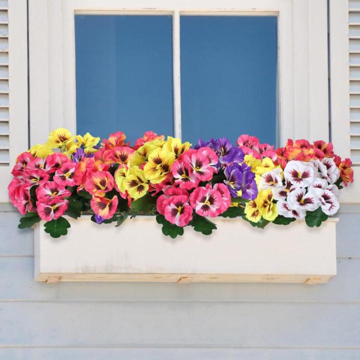 10 bundels kunstbloemen zoals echt balkon, kunstbloemen, buiten, uv-bestendig, weerbestendig, kunstbalkonplanten, balkonbloemen voor huis, vensterbank, decoratie (gemengde kleur/ro