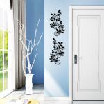 2 stuks metalen boomblad wanddecoratie wijnstok olijftak blad muurkunst ornament muur opknoping bord voor boven deur, woonkamer, kantoor, binnen en buiten decoratie (zwart)