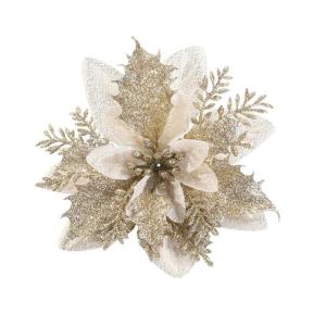 12 Stück Glitzernde Weihnachtssterne 14 cm Poinsettia Weihnachtsblumen für Festliche Baumdekorationen und Weihnachtsfeiern (Gold)