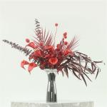 Kunstblumen Blumenkunst-Simulationsblumen-Dekor – eleganter künstlicher künstlicher Pflanzenstrauß für den Tisch im Wohnzimmer, handgefertigte Glasvase für jeden Anlass