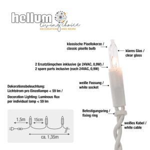 831153 Lichtsnoer voor , 10 stuks, 1,35 m, mini-lichtketting met stekker met schakelaar, kleine lichtketting voor de kerstboom, klassieke lichtketting op stroom, lichtketting, witt