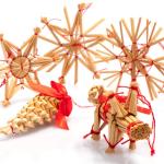 70-delige set kerstboomversieringen - Kerstboom van stro - kegels, elfjes, figuren en strosterren - Kerstdecoratie