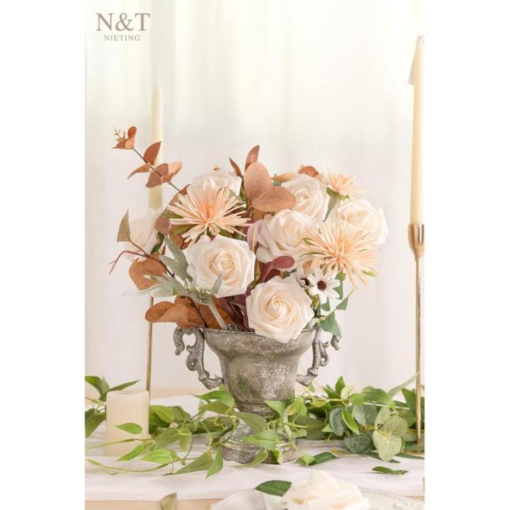 Kunstbloemen, 50 stuks, kunstbloemen, schuimrozen voor doe-het-zelf bruiloft, bruidsboeket, baby, douche, feest, taart, wanddecoratie, crème