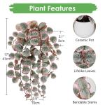 als echt, hangende , 43 cm, decoratieve planten, kunstplant in pot, hangende eucalyptus, plastic planten voor slaapkamer, woonkamer, kantoor, decoratie, roze