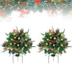 Weihnachts-Pflanzgefäß, künstliche Weihnachtsblumen für den Außenbereich, Urlaubs-Pflanzgefäßfüller, Urlaubs-Pflanzgefäß-Dekorationen, Urlaubs-Pflanzgefäß mit Lichtern,