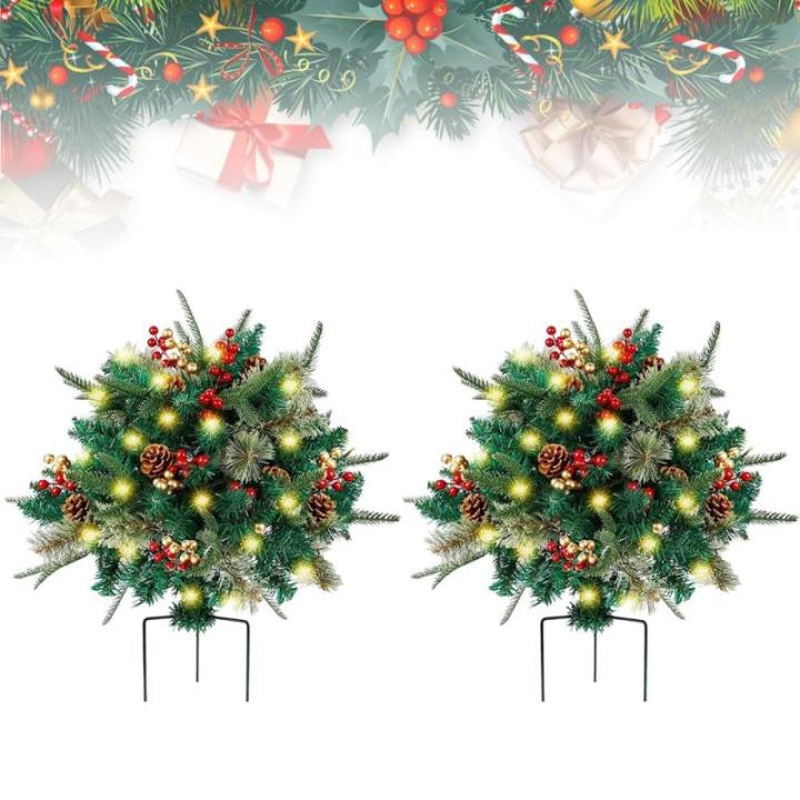 Weihnachts-Pflanzgefäß, künstliche Weihnachtsblumen für den Außenbereich, Urlaubs-Pflanzgefäßfüller, Urlaubs-Pflanzgefäß-Dekorationen, Urlaubs-Pflanzgefäß mit Lichtern,