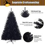 Kunstkerstboom, 180 cm, zwart, kerstboom met 1036 takpunten en metalen standaard, dennenboom voor thuis, kantoor, school, winkels