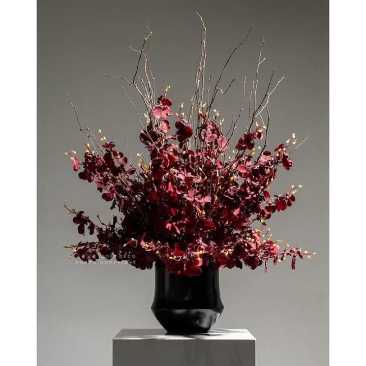 Kunstblumen Künstliches Blumenarrangement im chinesischen Stil – handgefertigte Blumenkunst aus Keramik und Silikon, lebensechte Topfpflanze für Zuhause für jeden Anlass