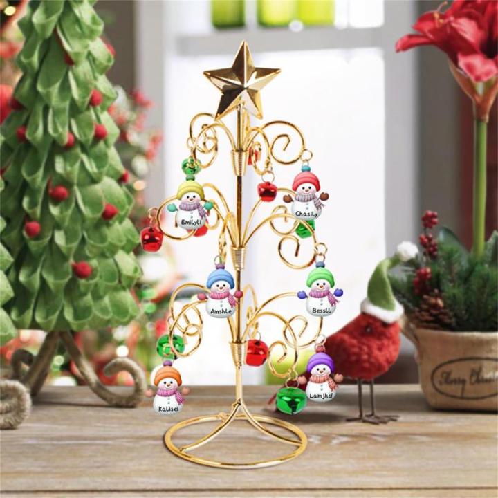 Gepersonaliseerde familienaam kerstboom sneeuwpop familie boom kristal kerstboom voor Kerstmis decoratie geschenken voor vrouwen vrouw vriend vriend vriendin stijl 2-1