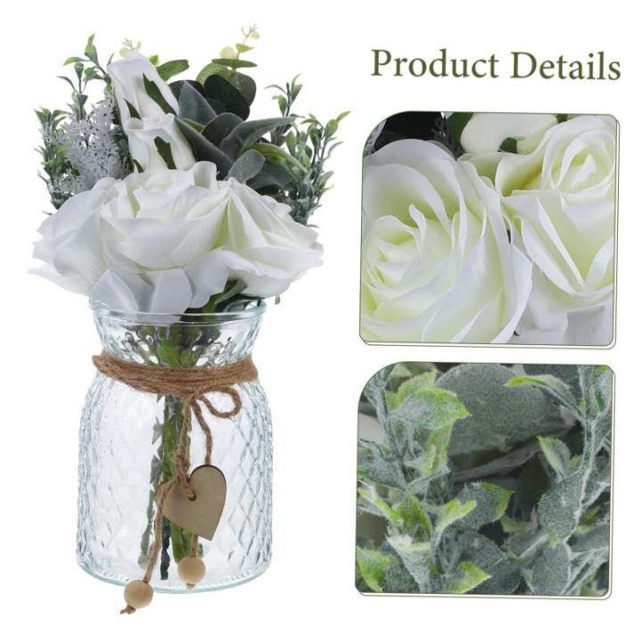 1 Satz Simulierte Vasenornamente Hochzeit Blumenarrangement Künstliche Pflanze Mit Vase Heimdekoration Kunstblumen Mit Vase Blumenarrangement Strauß Künstliche Blumen Seidentuch