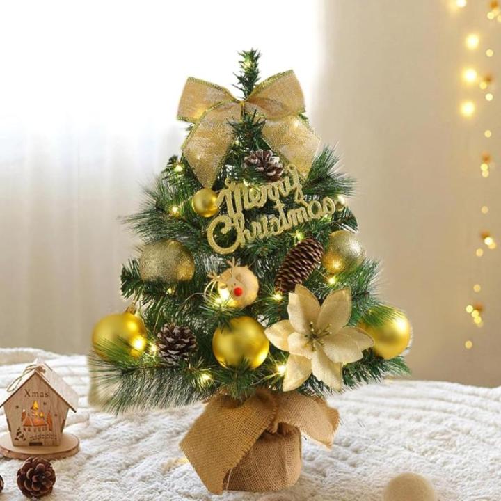 Kleiner Weihnachtsbaum mit Beleuchtung Mini Weihnachtsbaum Klein Geschmückt LED Tisch Tannenbaum Künstlich Klein mit Lichterkette Weihnachtsbäume mit Weihnachtsdeko DIY Tischdek