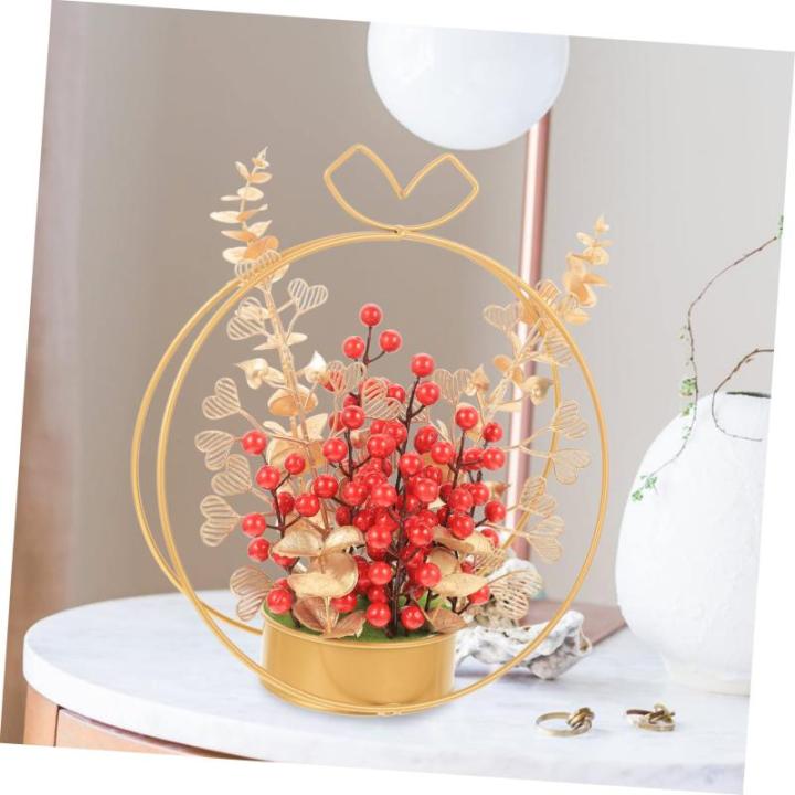 künstlicher Blumenkorb künstliche rote Beeren Hochzeitsornament Wohndekoration Verlobungsornament künstliche blüten büro Dekoration Neujahrsgeschenk Desktop-Dekor Eisen