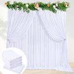 Faltenfreie Polyester-Hintergrundvorhänge: weißer Party-Hintergrund, 3,2 x 3 m, Hochzeits-Stoffhintergrund für Verlobung, Geburtstag, Abschlussball, Motto-Party, Party-Hintergru