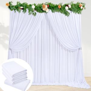 Faltenfreie Polyester-Hintergrundvorhänge: weißer Party-Hintergrund, 3,2 x 3 m, Hochzeits-Stoffhintergrund für Verlobung, Geburtstag, Abschlussball, Motto-Party, Party-Hintergru
