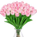 15 stuks kunsttulpen, kunsttulpen van latex, realistisch boeket van tulpen voor doe-het-zelf boeketten, bruiloft, woondecoratie (sakura)