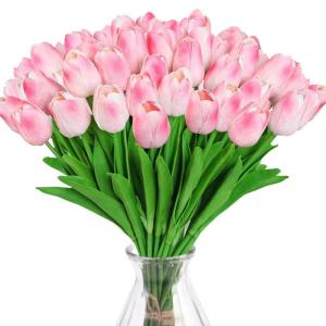 15 stuks kunsttulpen, kunsttulpen van latex, realistisch boeket van tulpen voor doe-het-zelf boeketten, bruiloft, woondecoratie (sakura)