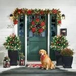 Künstlicher Weihnachtsbaum mit Außenbeleuchtung, Dekoration, simulierte Landschaft, Kiefer für Gartennadeln, Ambiente im Freien, Urlaub, goldener kleiner Füllstoff, Pflanzgefä