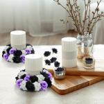 Kunstbloemkoppen, 50 stuks, kunstbloemen, rozen, voor bruiloft, feest, decoratie, doe-het-zelf (Ø 4 cm, zwart)