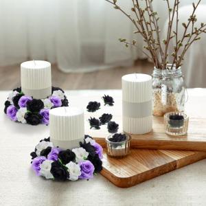 Kunstbloemkoppen, 50 stuks, kunstbloemen, rozen, voor bruiloft, feest, decoratie, doe-het-zelf (Ø 4 cm, zwart)