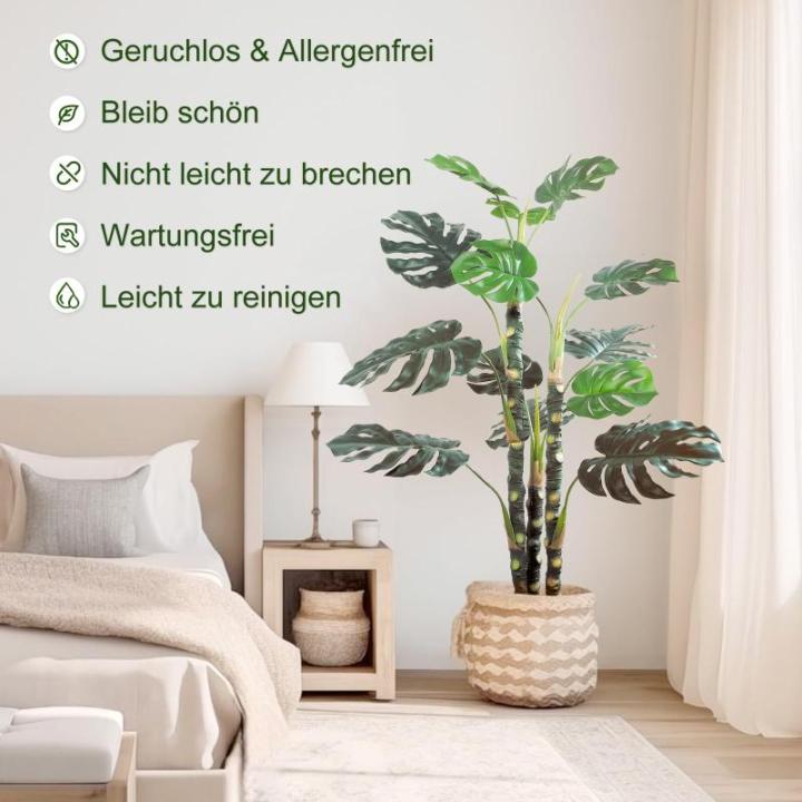 Monstera Monstera , 150 cm, ziet eruit als echt, Monstera decoratieve kunstplant voor thuis, woonkamer, slaapkamer, kantoor, tuin