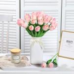15 stuks kunsttulpen, kunsttulpen van latex, realistisch boeket van tulpen voor doe-het-zelf boeketten, bruiloft, woondecoratie (sakura)