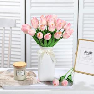 15 stuks kunsttulpen, kunsttulpen van latex, realistisch boeket van tulpen voor doe-het-zelf boeketten, bruiloft, woondecoratie (sakura)