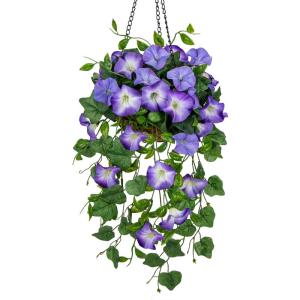 Kunstbloemen als echte ochtendglory hangende planten kunstbloemen met hanglamp, hoogte 70 cm, kamerplant, struik, decoratieve plant, groene plant