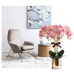 Kunstblumen Künstliche Blume mit goldenem Blumentopf, künstliche Orchideen – 12 Zweige, Elegante künstliche Orchideen, Bonsai-Simulationsblume für jeden Anlass