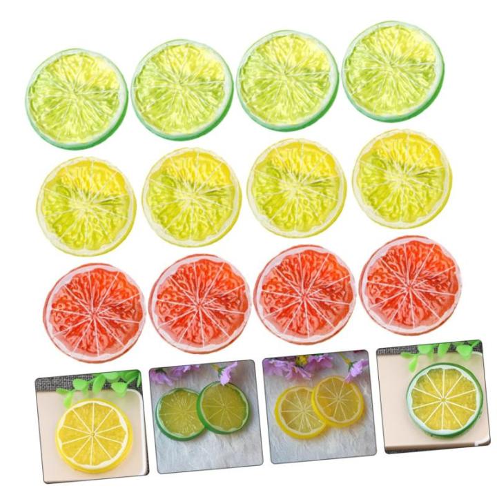75 STK Nachahmung Einer Zitronenscheibe Früchte Flatback-cabochons Gefälschte Zitronenscheiben Simulation Von Fruchtscheiben Orange Bezaubert Bilder Gefälschte Grapefruit PVC