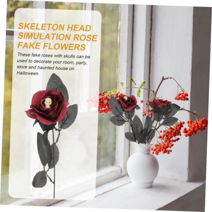 10st Schädel Stieg Halloween-Spielzeug Künstliche Rosen Halloween-blumendekor Halloween Tischdekoration Halloween-blumenstrauß Blumenstrauß Für Halloween Seidenrosenblume Plas