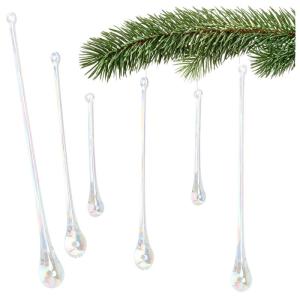 6x Kerstboom ijsdruppels - Kerstboomversiering voor de kerstboom - Kerstboomversiering - Kerstversiering (6x druppels - 3 maten)