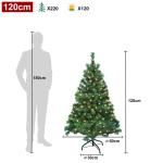 Kunstkerstboom met verlichting, 120 cm, pvc, kunstkerstboom met 120 leds en standaard, kunstkerstdecoratie, groen