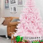 6ft Einzigartige Weiß Weihnachten Baum Künstliche Weihnachten Baum Mit Metall Ständer Für Indoor Und Outdoor Dekoration Modische，Pink-150cm